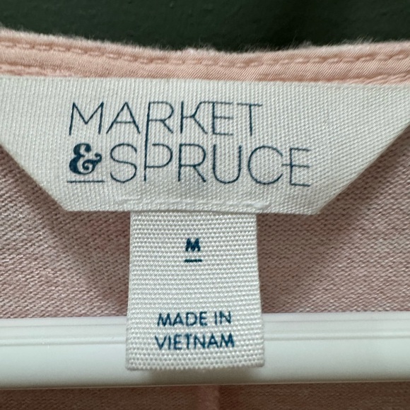 Market & Spruce Pink Ribbed Cap Sleeve Blouse - Picture 3 of 3